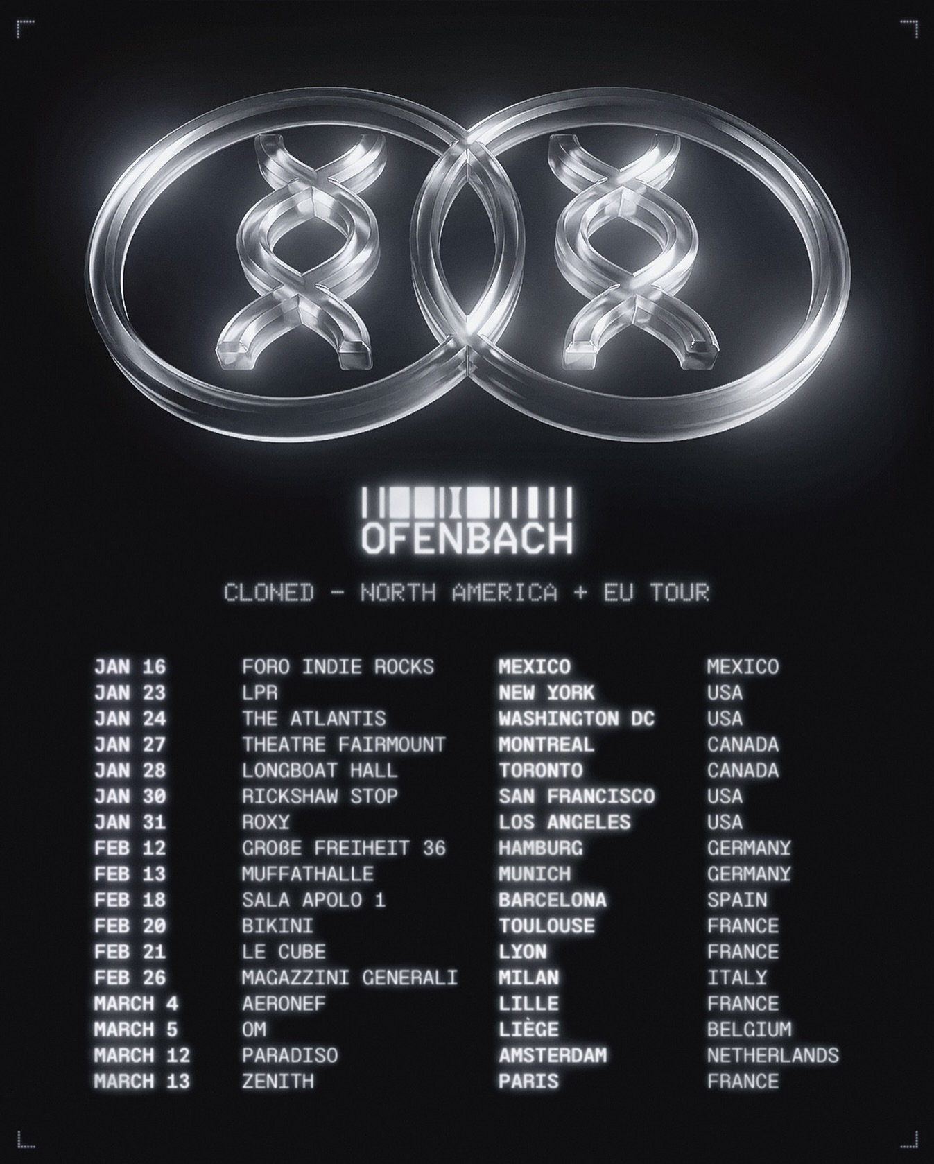 Ofenbach Cloned North America + EU Tour Poster 2026